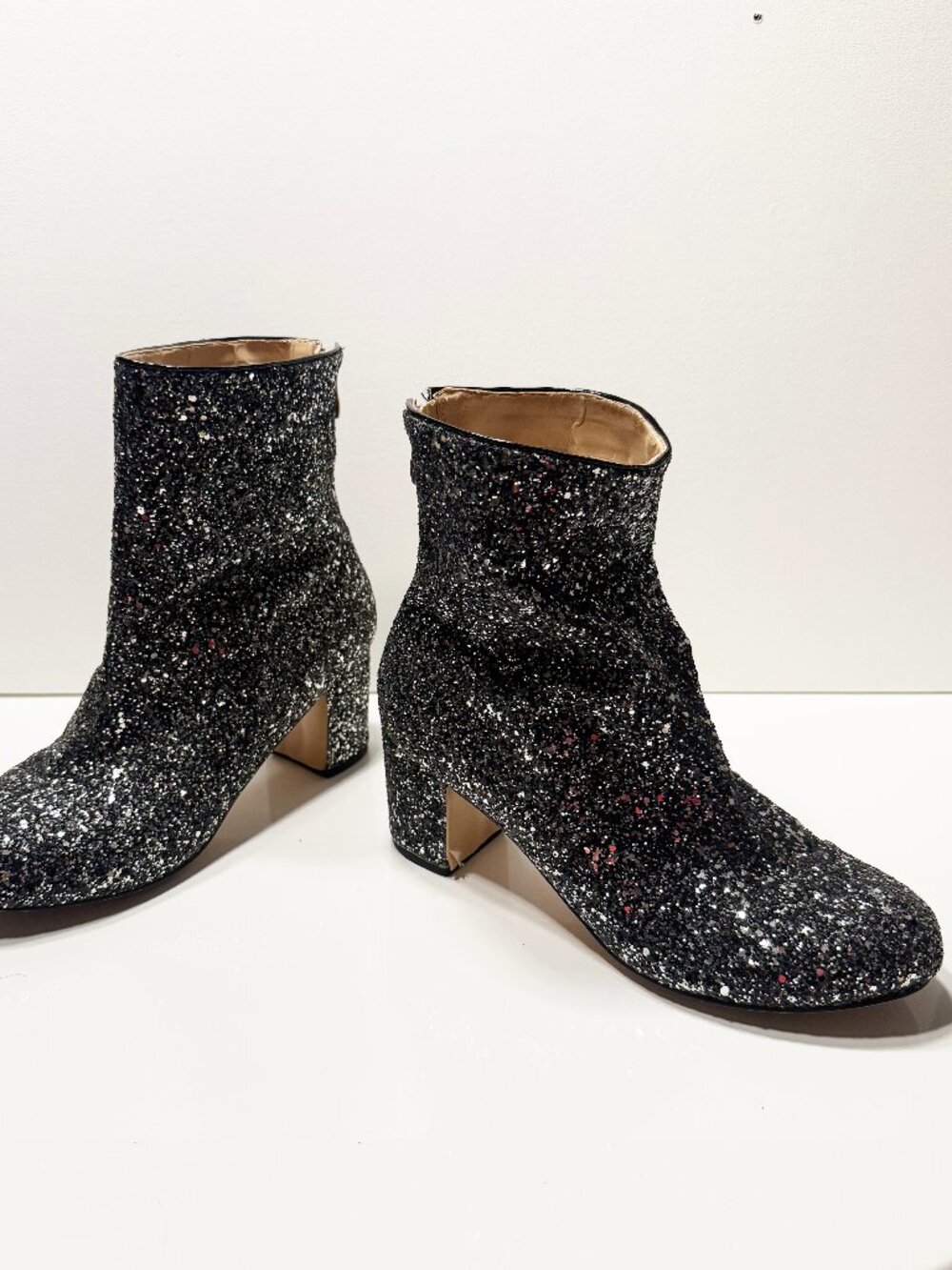 Black and Silver Glitter Boots